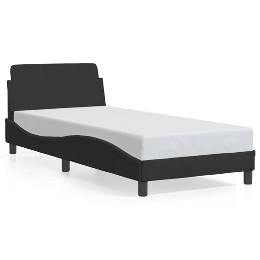 Bed Frame with Headboard Black 90x190 cm Single Velvet