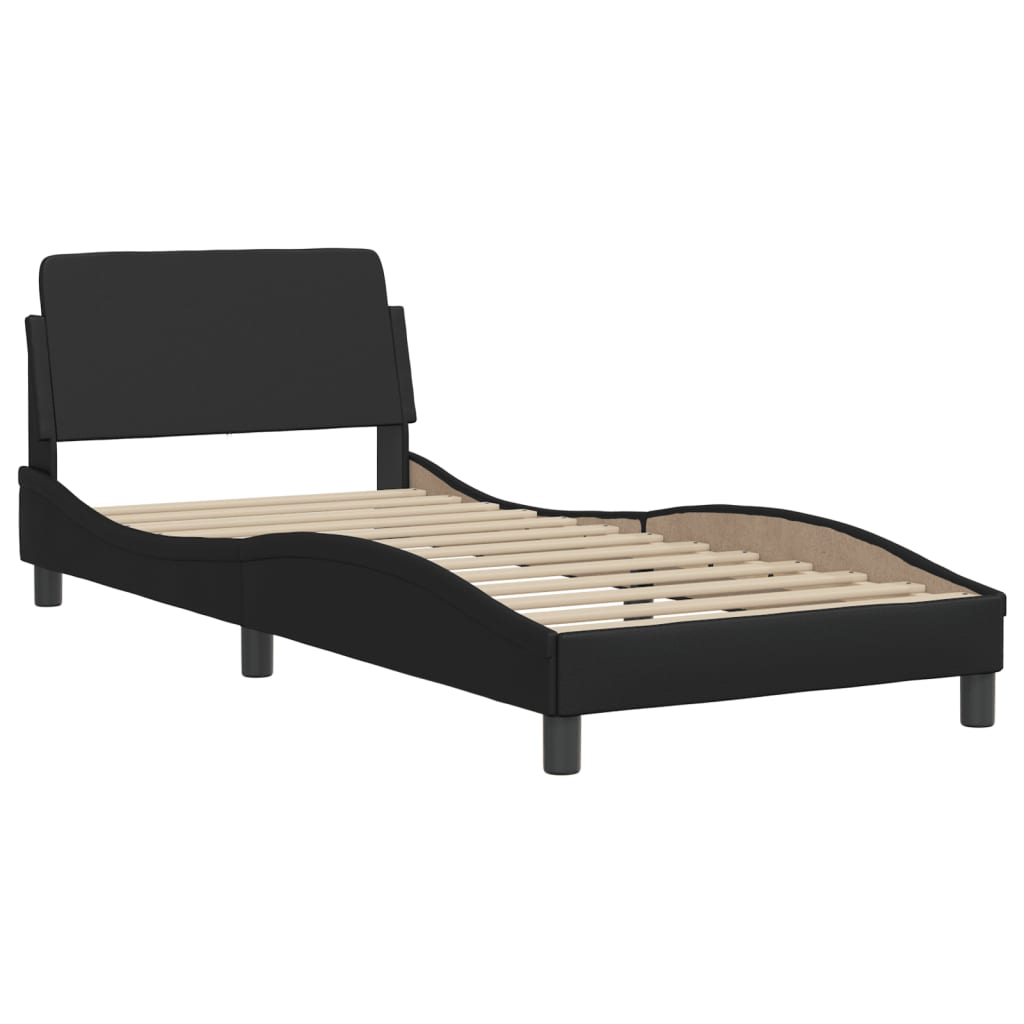 Bed Frame with Headboard Black 90x190 cm Single Faux Leather