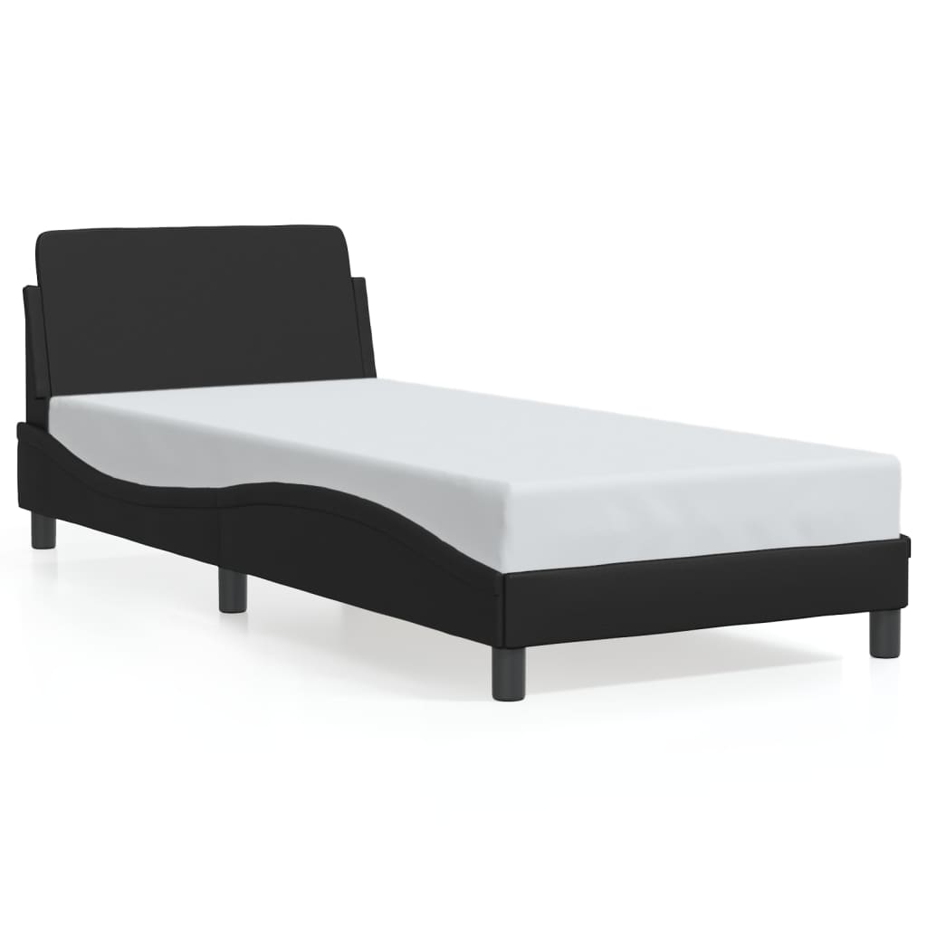 Bed Frame with Headboard Black 90x190 cm Single Faux Leather