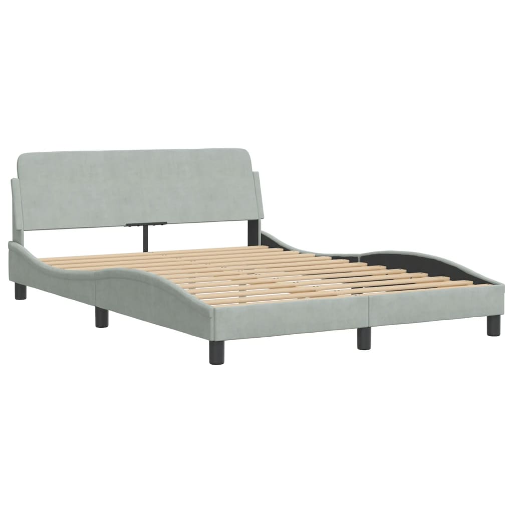 Bed Frame without Mattress Light Grey 135x190 cm Double Velvet