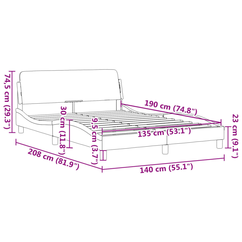 Bed Frame without Mattress Light Grey 135x190 cm Double Velvet