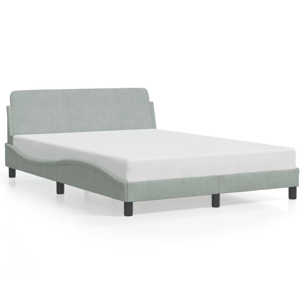 Bed Frame without Mattress Light Grey 135x190 cm Double Velvet