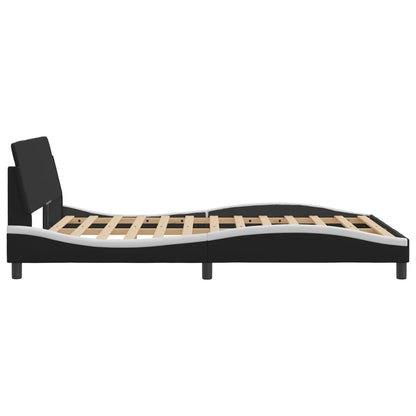 Bed Frame with Headboard Black and White 135x190 cm Double Faux Leather