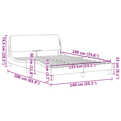 Bed Frame with Headboard Black and White 135x190 cm Double Faux Leather