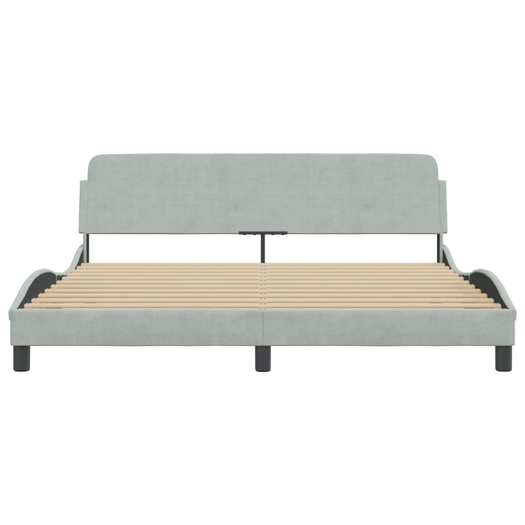 Bed Frame with Headboard Light Grey 180x200 cm Super King Velvet