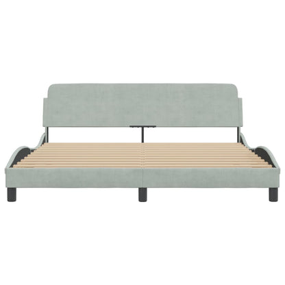 Bed Frame with Headboard Light Grey 180x200 cm Super King Velvet