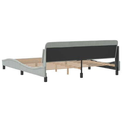 Bed Frame with Headboard Light Grey 180x200 cm Super King Velvet