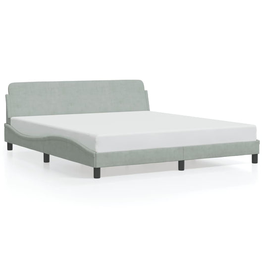 Bed Frame with Headboard Light Grey 180x200 cm Super King Velvet