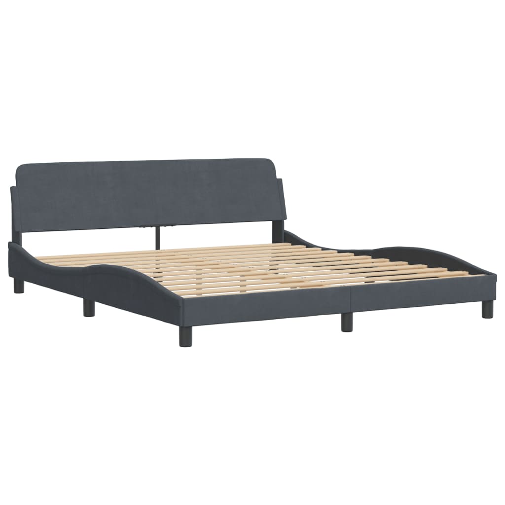 Bed Frame with Headboard Dark Grey 180x200 cm Super King Velvet