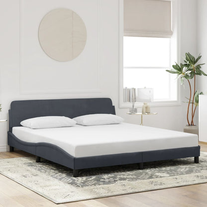 Bed Frame with Headboard Dark Grey 180x200 cm Super King Velvet