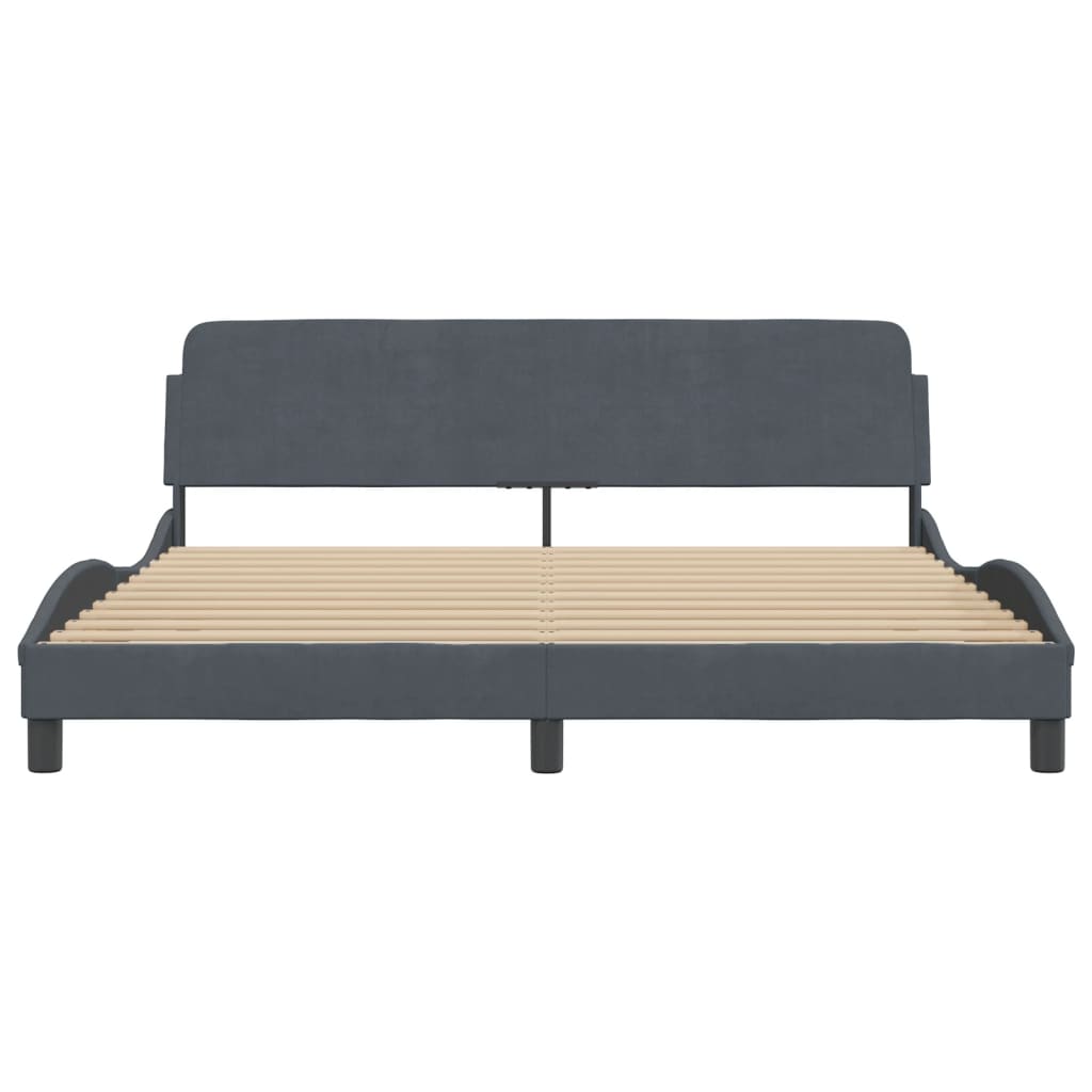 Bed Frame with Headboard Dark Grey 180x200 cm Super King Velvet