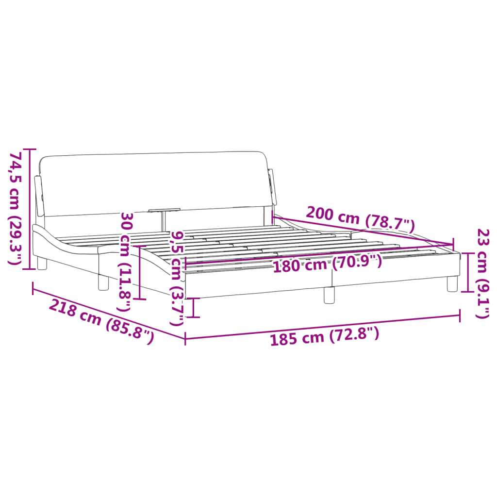 Bed Frame with Headboard Dark Grey 180x200 cm Super King Velvet