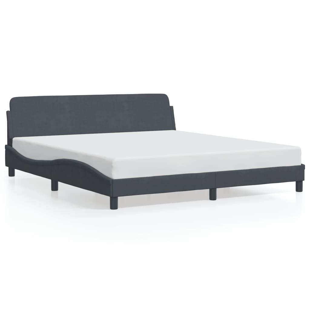 Bed Frame with Headboard Dark Grey 180x200 cm Super King Velvet