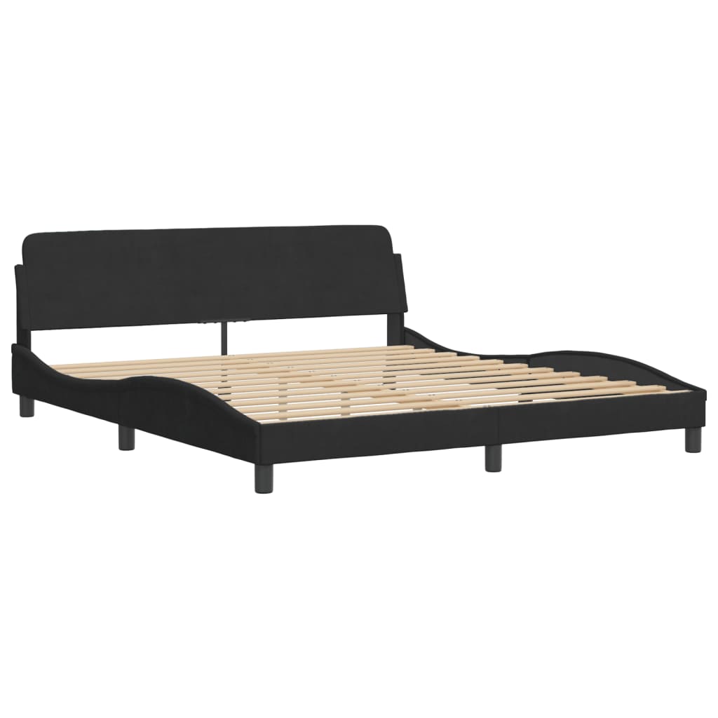 Bed Frame with Headboard Black 180x200 cm Super King Velvet