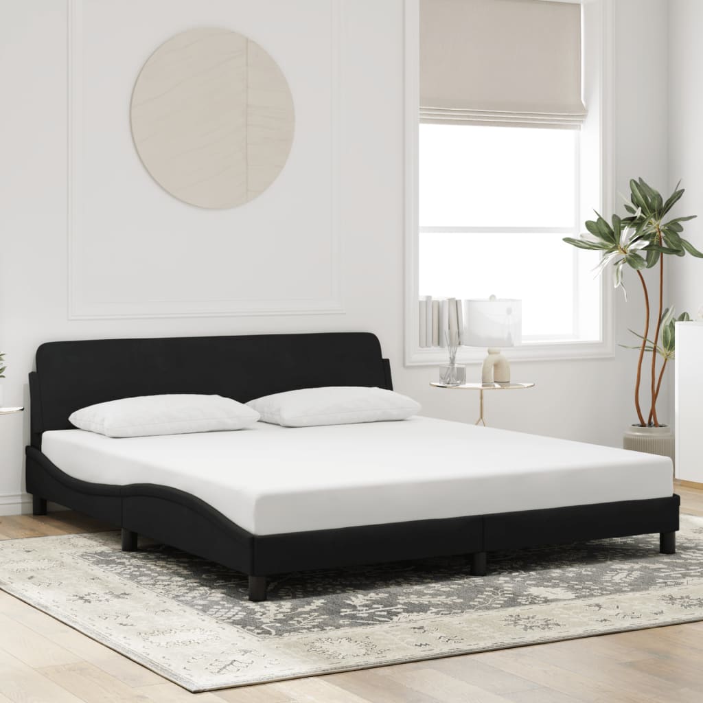 Bed Frame with Headboard Black 180x200 cm Super King Velvet