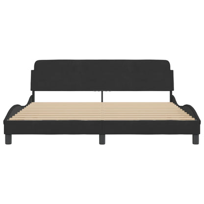 Bed Frame with Headboard Black 180x200 cm Super King Velvet