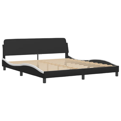 Bed Frame with Headboard Black and White 180x200 cm Super King Faux Leather