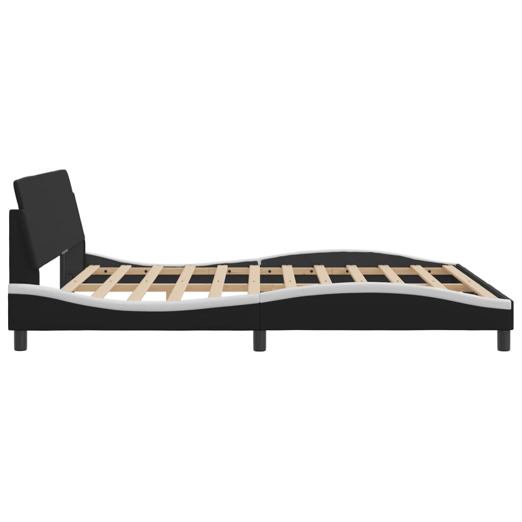 Bed Frame with Headboard Black and White 180x200 cm Super King Faux Leather