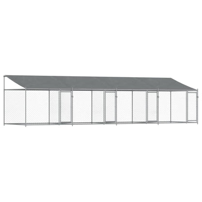 Dog Cage with Roof and Doors Grey 8x2x2 m Galvanised Steel