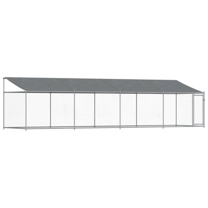 Dog Cage with Roof and Door Grey 8x2x2 m Galvanised Steel