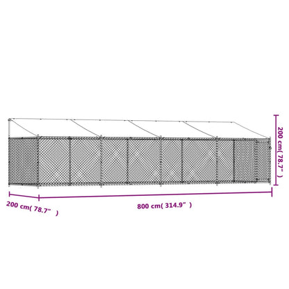 Dog Cage with Roof and Door Grey 8x2x2 m Galvanised Steel