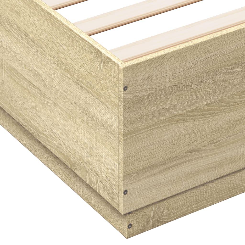 Bed Frame with LED Lights Sonoma Oak 200x200 cm Engineered Wood