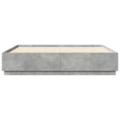 Bed Frame with LED Lights Concrete Grey 200x200 cm Engineered Wood