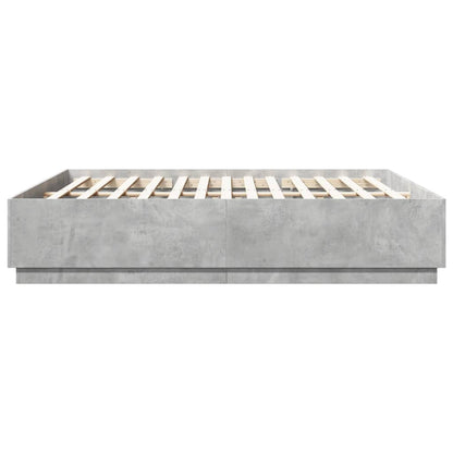 Bed Frame with LED Lights Concrete Grey 200x200 cm Engineered Wood