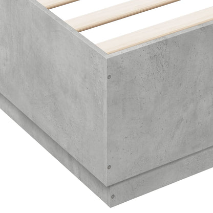 Bed Frame with LED Lights Concrete Grey 200x200 cm Engineered Wood