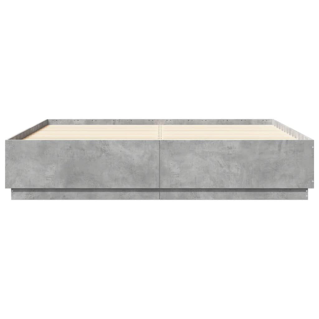 Bed Frame with LED Lights Concrete Grey 180x200 cm Super King Engineered Wood