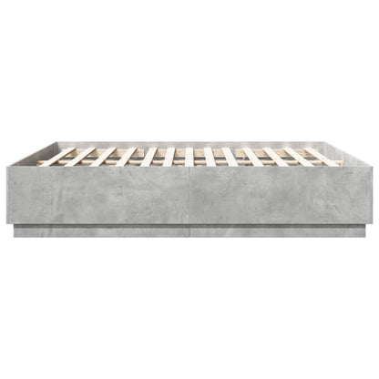 Bed Frame with LED Lights Concrete Grey 180x200 cm Super King Engineered Wood