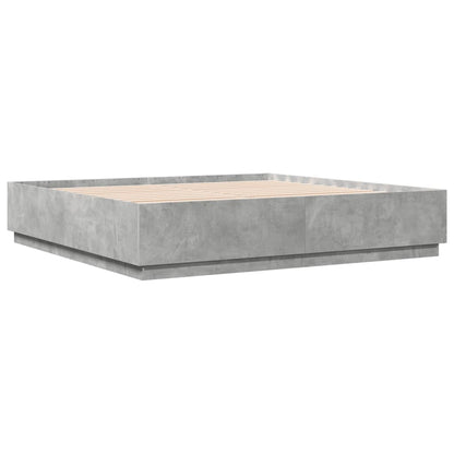 Bed Frame with LED Lights Concrete Grey 180x200 cm Super King Engineered Wood