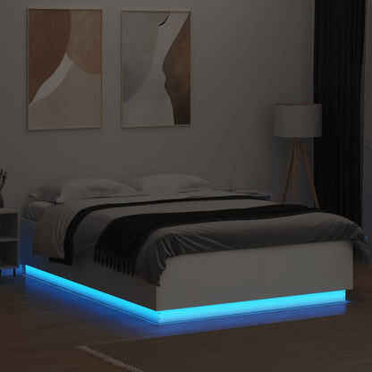 Bed Frame with LED Lights White 160x200 cm Engineered Wood