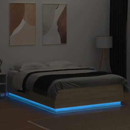 Bed Frame with LED without Mattress Sonoma Oak 160x200 cm