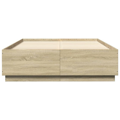 Bed Frame with LED without Mattress Sonoma Oak 160x200 cm