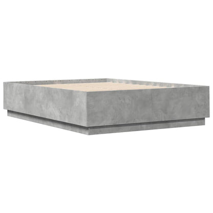 Bed Frame with LED Lights Concrete Grey 160x200 cm Engineered Wood