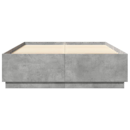 Bed Frame with LED Lights Concrete Grey 160x200 cm Engineered Wood