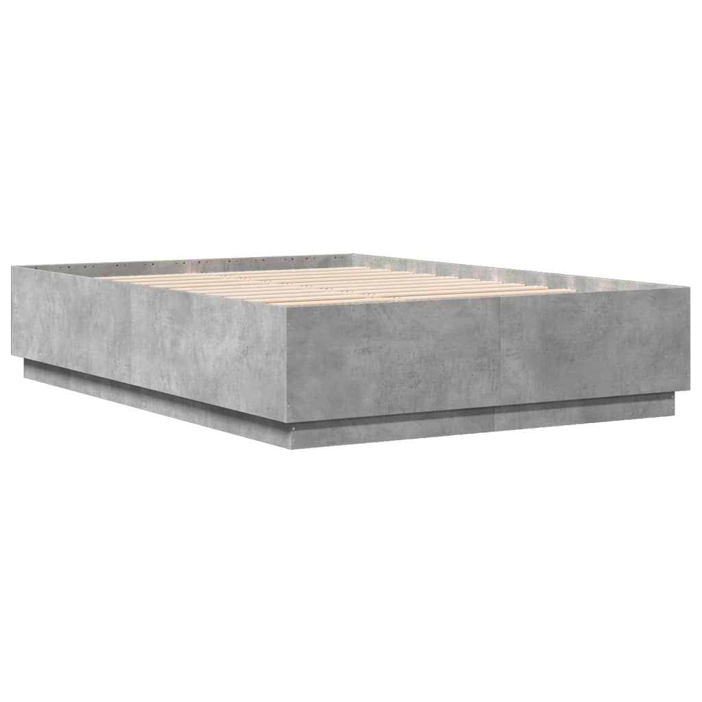 Bed Frame with LED Lights Concrete Grey 160x200 cm Engineered Wood