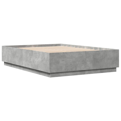 Bed Frame with LED Lights Concrete Grey 160x200 cm Engineered Wood