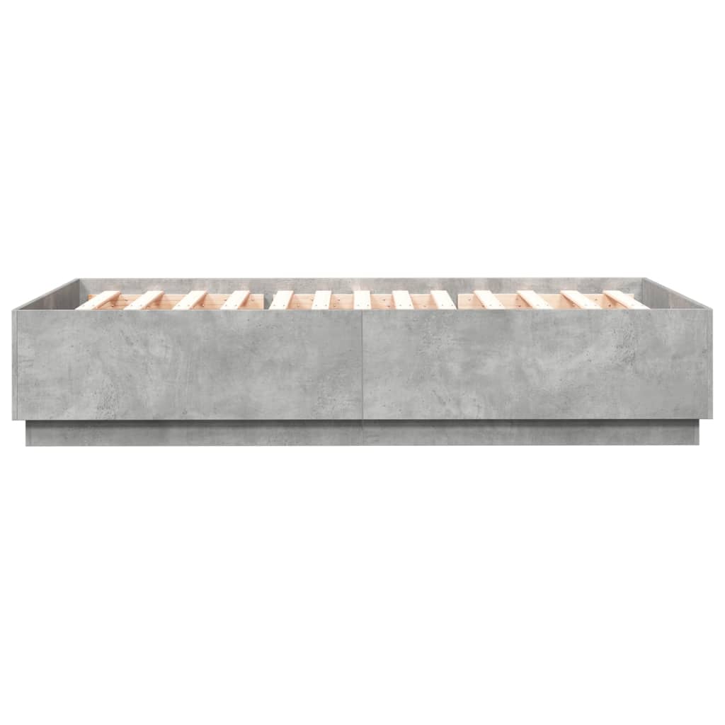 Bed Frame with LED Lights Concrete Grey 160x200 cm Engineered Wood