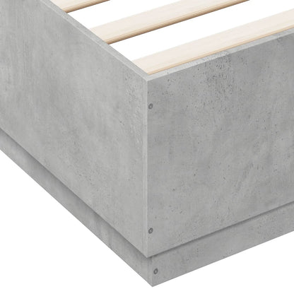 Bed Frame with LED Lights Concrete Grey 160x200 cm Engineered Wood