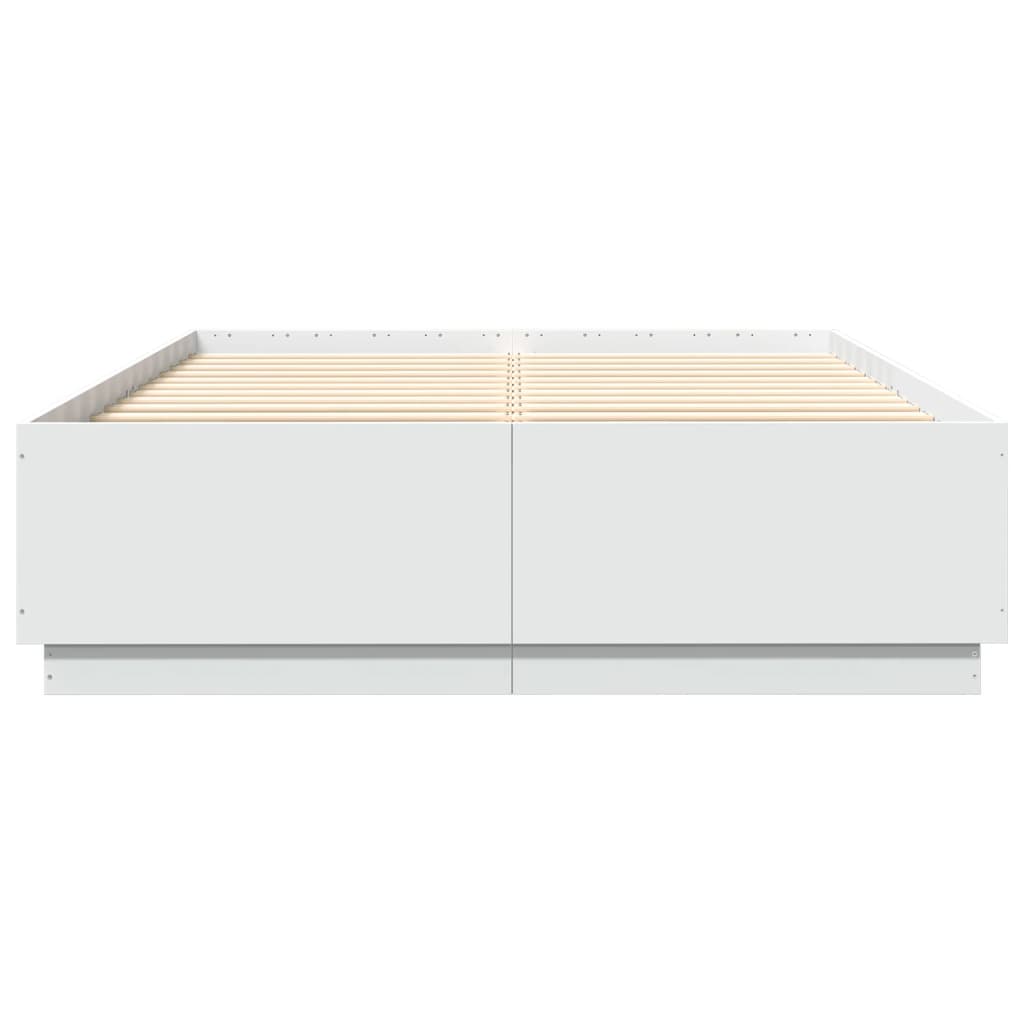 Bed Frame with LED Lights White 150x200 cm King Size Engineered Wood