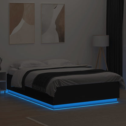 Bed Frame with LED without Mattress Black 150x200 cm King Size