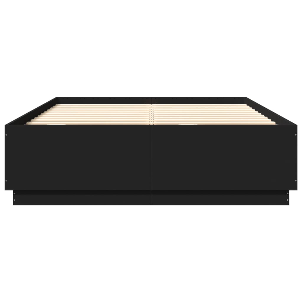 Bed Frame with LED without Mattress Black 150x200 cm King Size