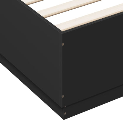 Bed Frame with LED without Mattress Black 150x200 cm King Size