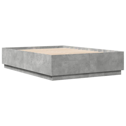 Bed Frame with LED Lights Concrete Grey 150x200 cm King Size Engineered Wood