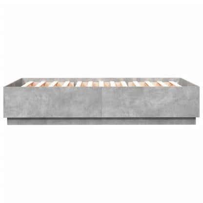 Bed Frame with LED Lights Concrete Grey 150x200 cm King Size Engineered Wood