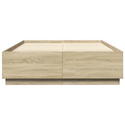 Bed Frame with LED without Mattress Sonoma Oak 140x200 cm