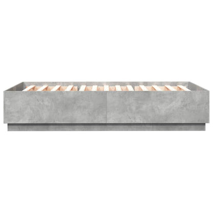 Bed Frame with LED without Mattress Concrete Grey 140x200 cm