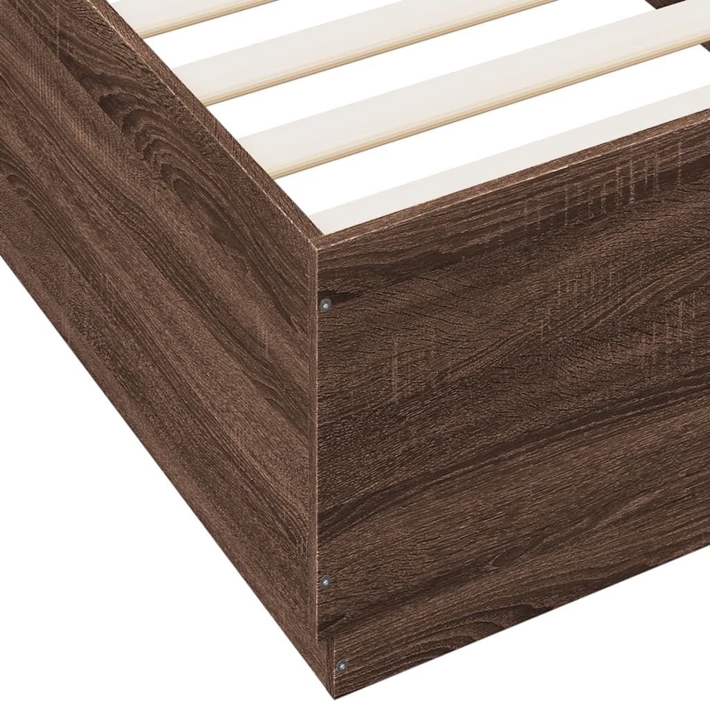 Bed Frame with LED Lights Brown Oak 100x200 cm Engineered Wood